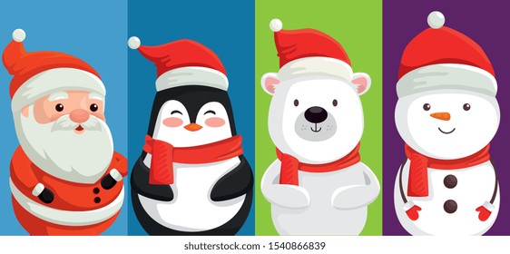 group of cute characters christmas vector illustration design