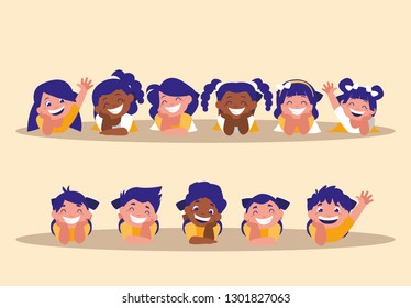 group of cute children avatar character