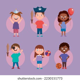 grupo de niños lindos jugando