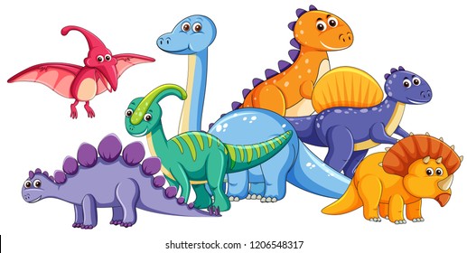 Group of cute dinosaur illustration