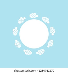 A group of cute fish with scale swim in a circle. Marine life. Vector illustration with space for text. 