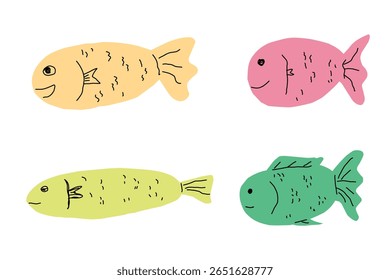 Grupo de diseño lindo de la ilustración de la historieta del Vector de pescado.eps