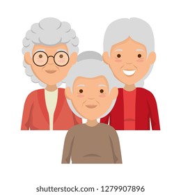 group of cute grandmothers avatars characters