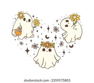 group Cute Halloween ghost