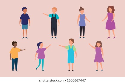 group of cute kids characters vector illustration design