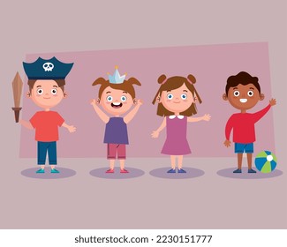 group of cute kids playing