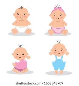 group of cute little babies vector illustration design
