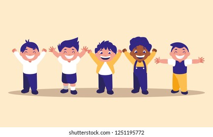 Vector Illustration Cute Pupils School Uniform Stock Vector (royalty 