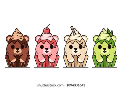 group of cute little cake bear