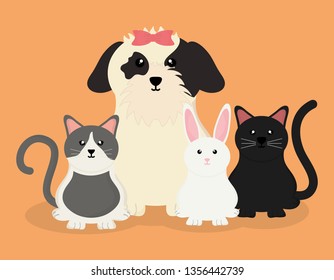 Group Cute Pets Characters Stock Vector (Royalty Free) 1356442739