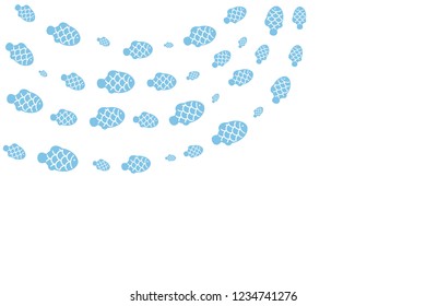A group of cute silhouette fish with scale. Marine life. Vector illustration on white. 