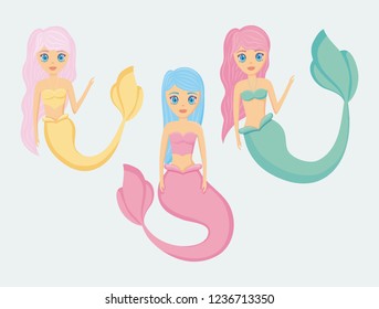 group of cute sirens avatar character