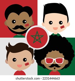 Group of cute supporters for Morocco
