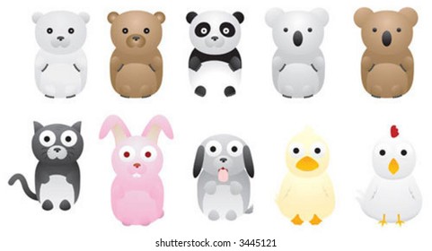 A group of cute vector illustration animals