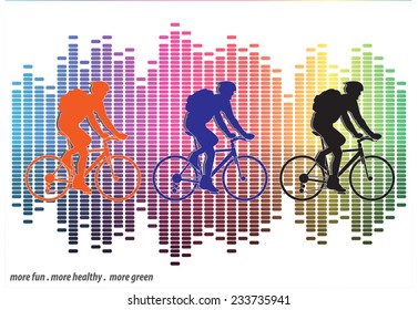 Group of cyclist in the bicycle race with equalizer background