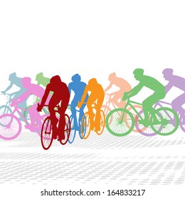 Group of cyclist in the bicycle race on white, vector illustration