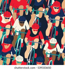 Group of cyclist in the bicycle race seamless pattern. Sport illustration
