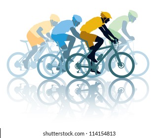 Group of cyclist in the bicycle race. Sport illustration