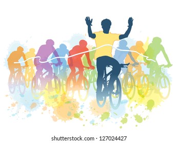 Group of cyclist in the bicycle race. Sport illustration.