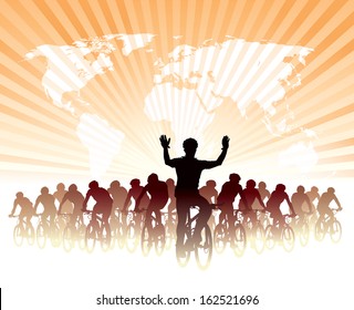 Group of cyclist in the bicycle race. Sport illustration