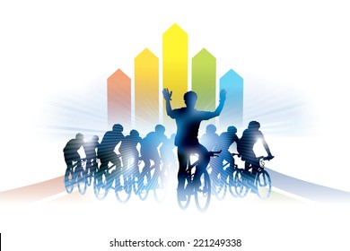 Group of cyclist in the bicycle race. Sport illustration