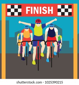 group of cyclist at professional race for bike rally event. vector illustration
