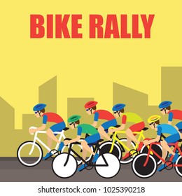 group of cyclist at professional race for bike rally event. vector illustration
