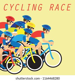 group of cyclist at professional race for bike rally event. vector illustration