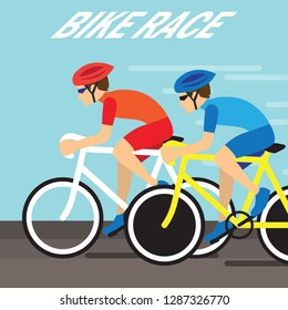 group of cyclist at professional race for bike rally event. vector illustration