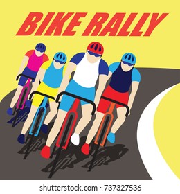 group of cyclist at professional race for bike rally event. vector illustration