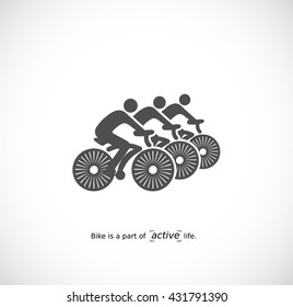 The group of cyclists icon. The concept of active life. 
