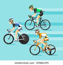 The Group Of Cyclists Man In Road Bicycle Racing. Vector Illustrator.