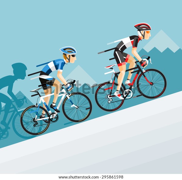 ロードバイクレースの自転車選手グループが山に行く ベクターイラストレータ のベクター画像素材 ロイヤリティフリー