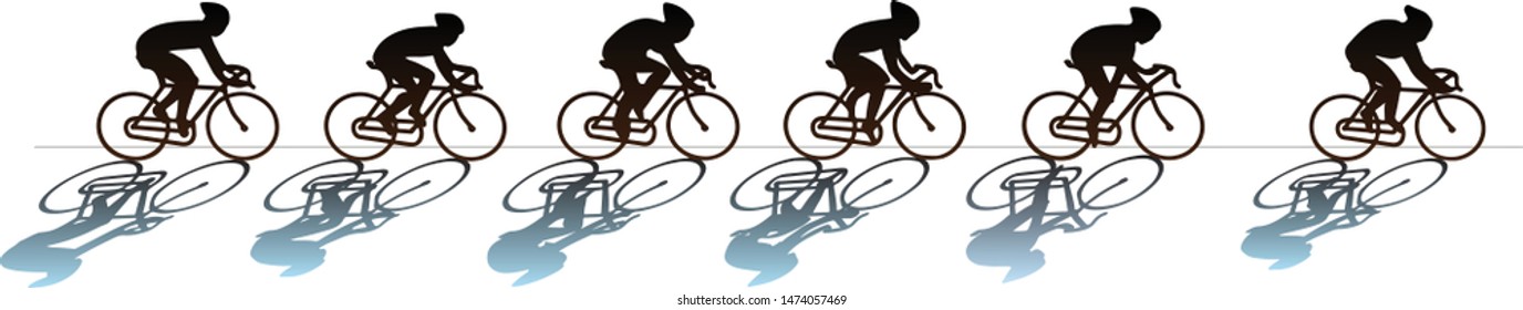 Group of cyclists at the race. Silhouette. Vector illustration