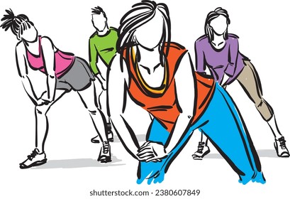 group dancers people active lifestyle vector illustration
