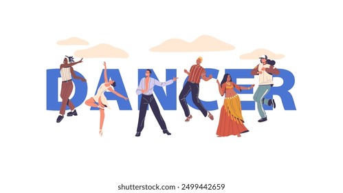 Group Of Dancers Showcasing Various Dance Styles. Vector Poster Exudes Energy And Motion, Capturing Joy