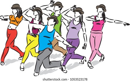 group of dancers vector illustration