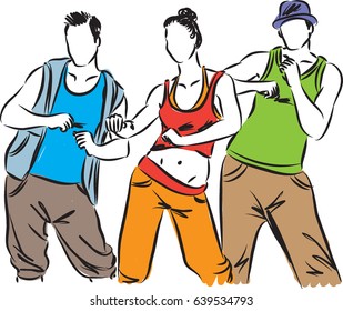 Group Dancers Vector Illustration Stock Vector (Royalty Free) 639534793 ...