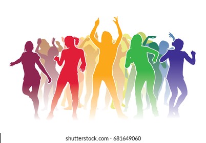 Group of dancing people at a summer party