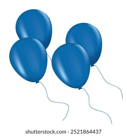 Group of Dark Blue Air Balloons Flying. Realistic Vector. Birthday, Party Decoration.