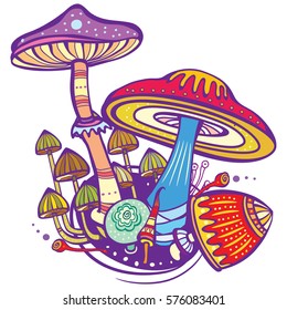 Group of decorative mushrooms 