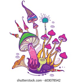 Group of decorative mushrooms