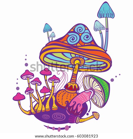 Group of decorative mushrooms
