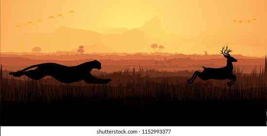 Group of Deer silhouette