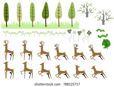 
A group of deer and a spring plant.Material of bear and spring landscape. Spring material collection.
Spring animals.