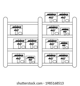 Group of delivery packages on a shelf Vector illustration
