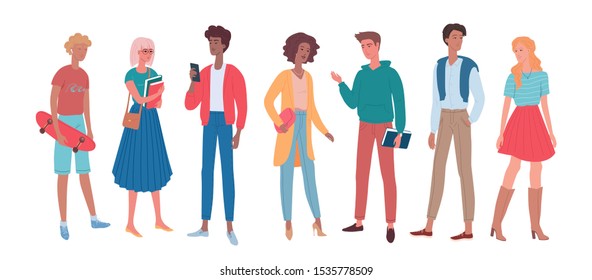 Group of different cartoon people vector isolated - Shutterstock ID 1535778509
