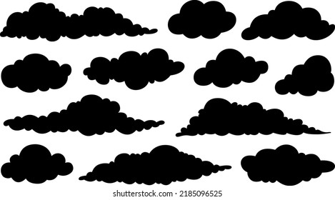 Group of different clouds isolated on white
