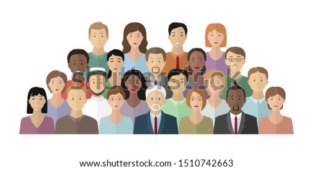 Group of different nationality people. Multinational society. Vector illustration.