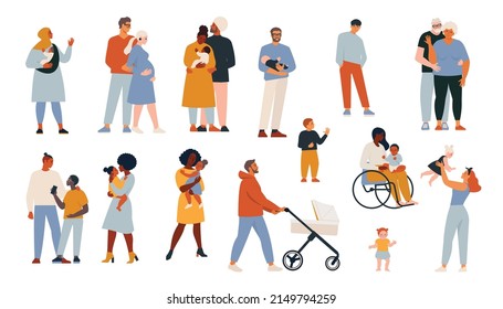 Group of different people joined the happiness. The choice of the elderly, people of color, disabled and different people. Social diversity, relationships, human resources, a large family group.